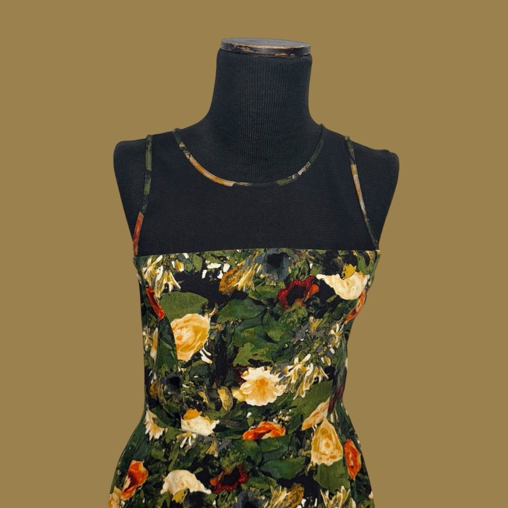 Jack Floral Mesh Panel Dress - Green and Orange - Picture 6 of 16
